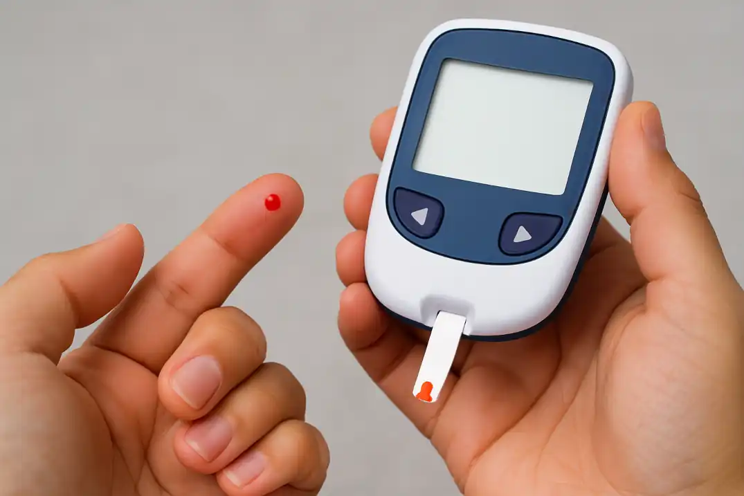 Symbolbild Blutzuckermessung mit Testgerät